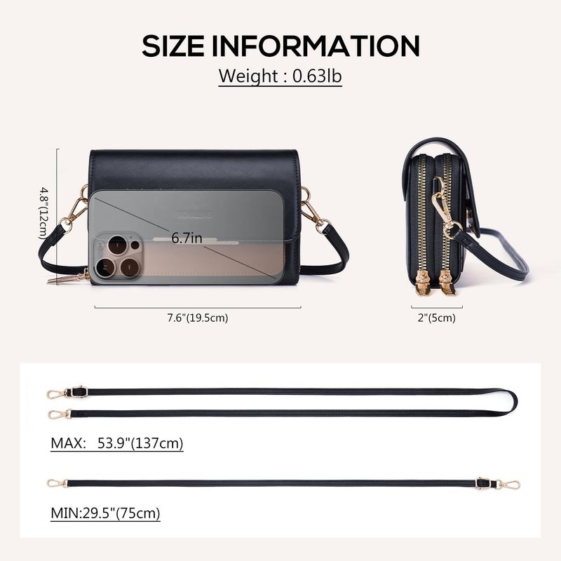 Roulens Small Crossbody Bag for Women,Cell Phone Purse Women's Shoulder Handbags Wallet Purse with Credit Card Slots - Image 5